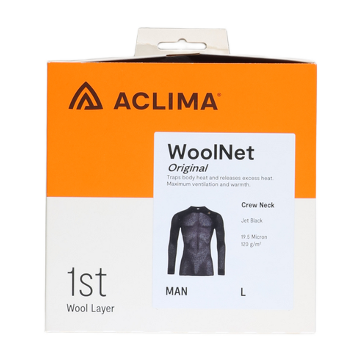 Aclima WoolNet Crewneck netundertrøje, herre (Jet Black) - størrelse L