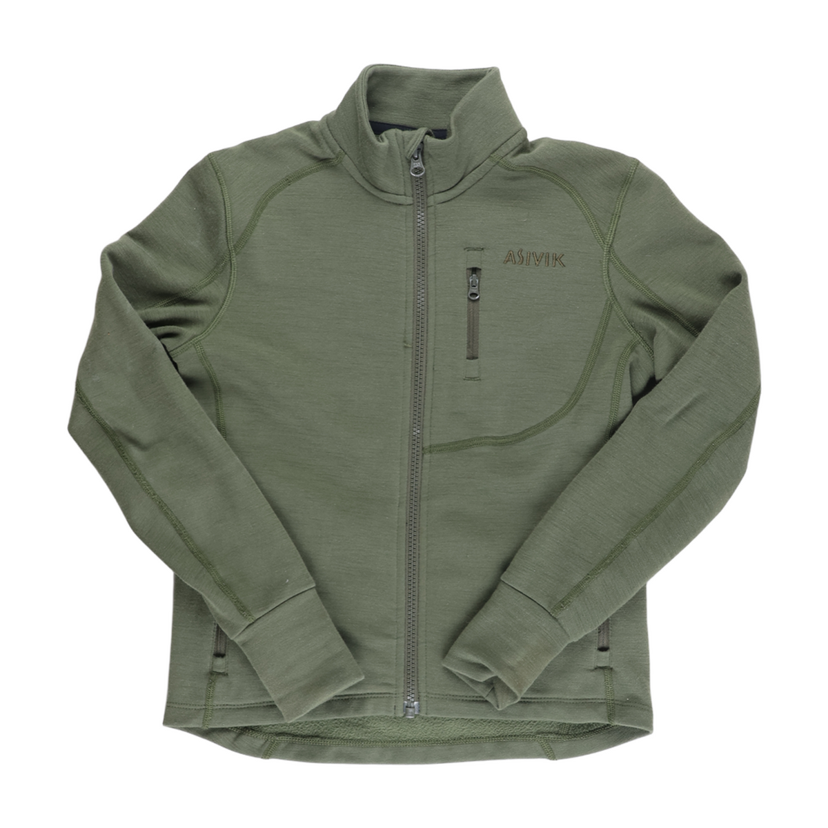Asivik Adventure Mid Wool Blend Fleece, junior (Olive) - størrelse 128